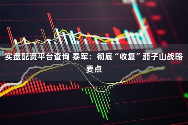 实盘配资平台查询 泰军：彻底“收复”茄子山战略要点